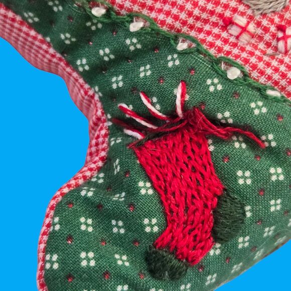 Handmade Vintage Christmas Cat Detailed Embroidered Patchwork Quilt Soft Pillow - Picture 13 of 16